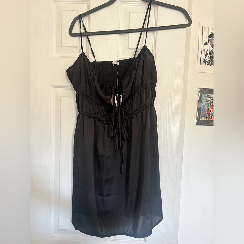 Free people black silky slip dress imtimates